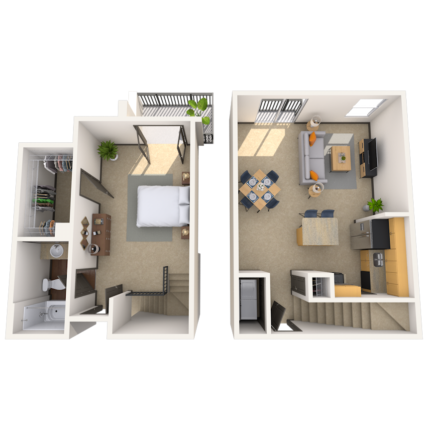 Floor plan for 1 bed, 1 bath, 798 sqft
